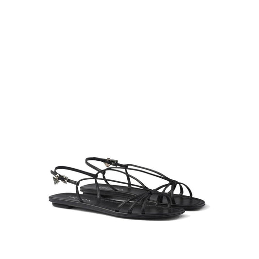 Prada Black Calfskin Flat Sandals