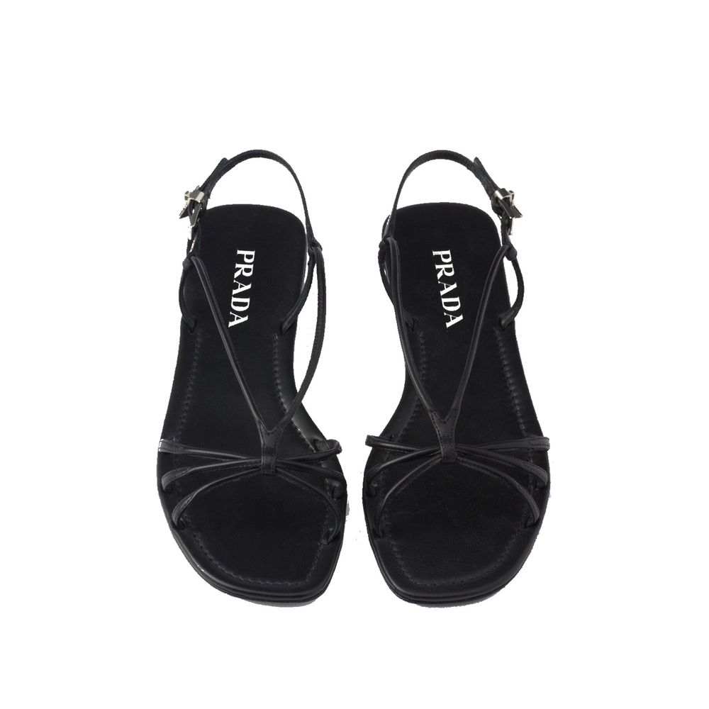 Prada Black Calfskin Flat Sandals