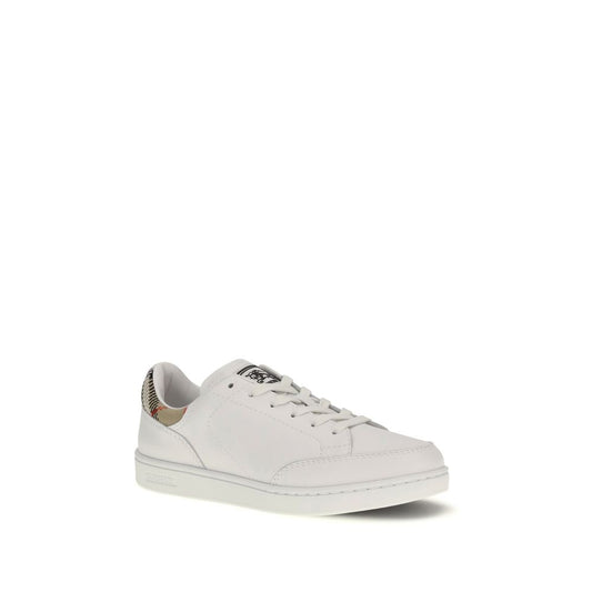 Burberry White Calf Leather Bos Taurus Low Top Sneakers