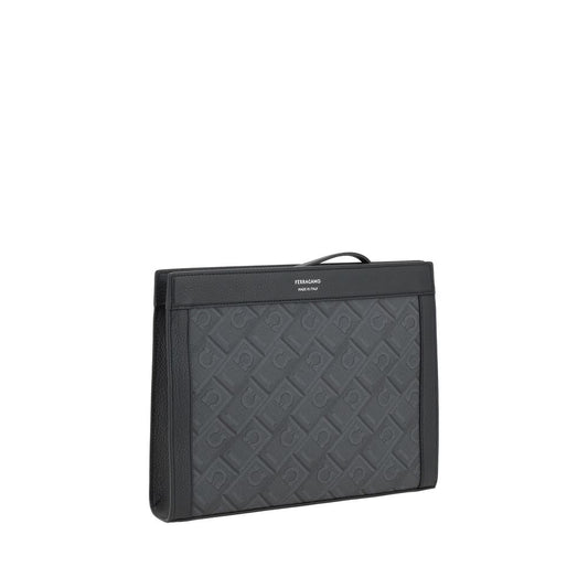 Ferragamo Black Polyethylene Clutch Bag