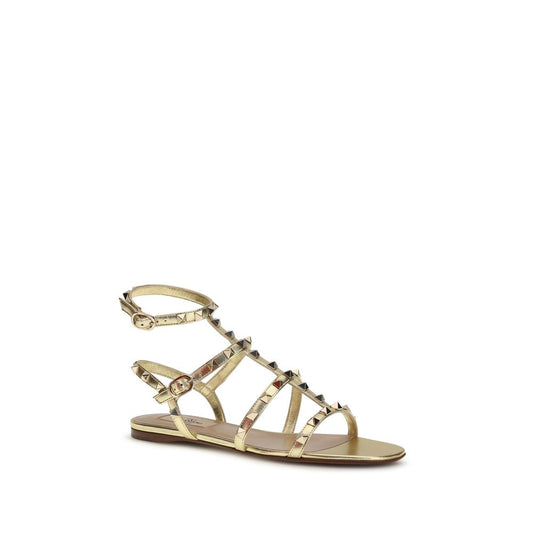 Valentino Garavani Gold Goatskin Flat Sandals