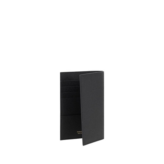 Ferragamo Black Calf Leather Bos Taurus Wallet