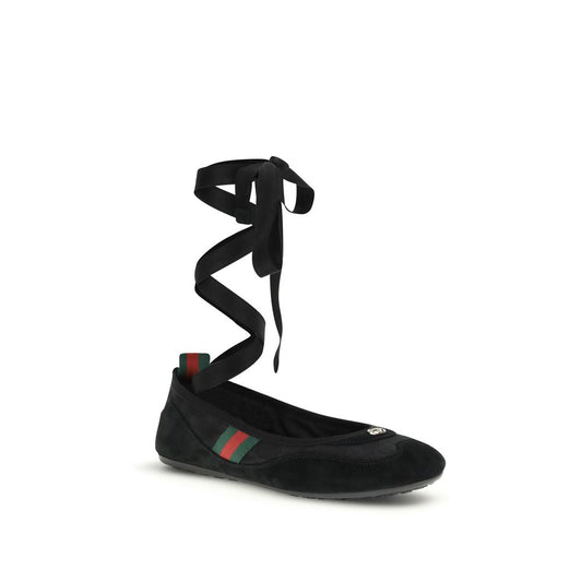 Gucci Black Fabric Ballet Flats