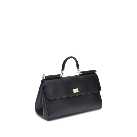 Dolce & Gabbana Black Calf Leather Bos Taurus Handbag