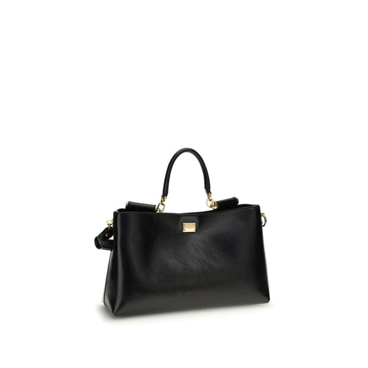 Dolce & Gabbana Black Calf Leather Bos Taurus Handbag