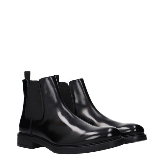 Prada Black Leather Ankle Boots