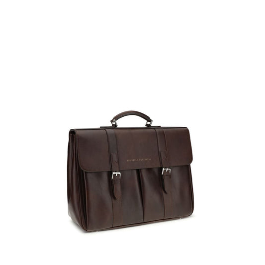 Brunello Cucinelli Bordeaux Calf Leather Bos Taurus Luggage And Travel
