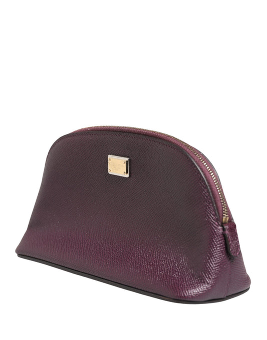 Dolce & Gabbana Dark Purple Leather DG Logo Zip Around Hand Purse Wallet