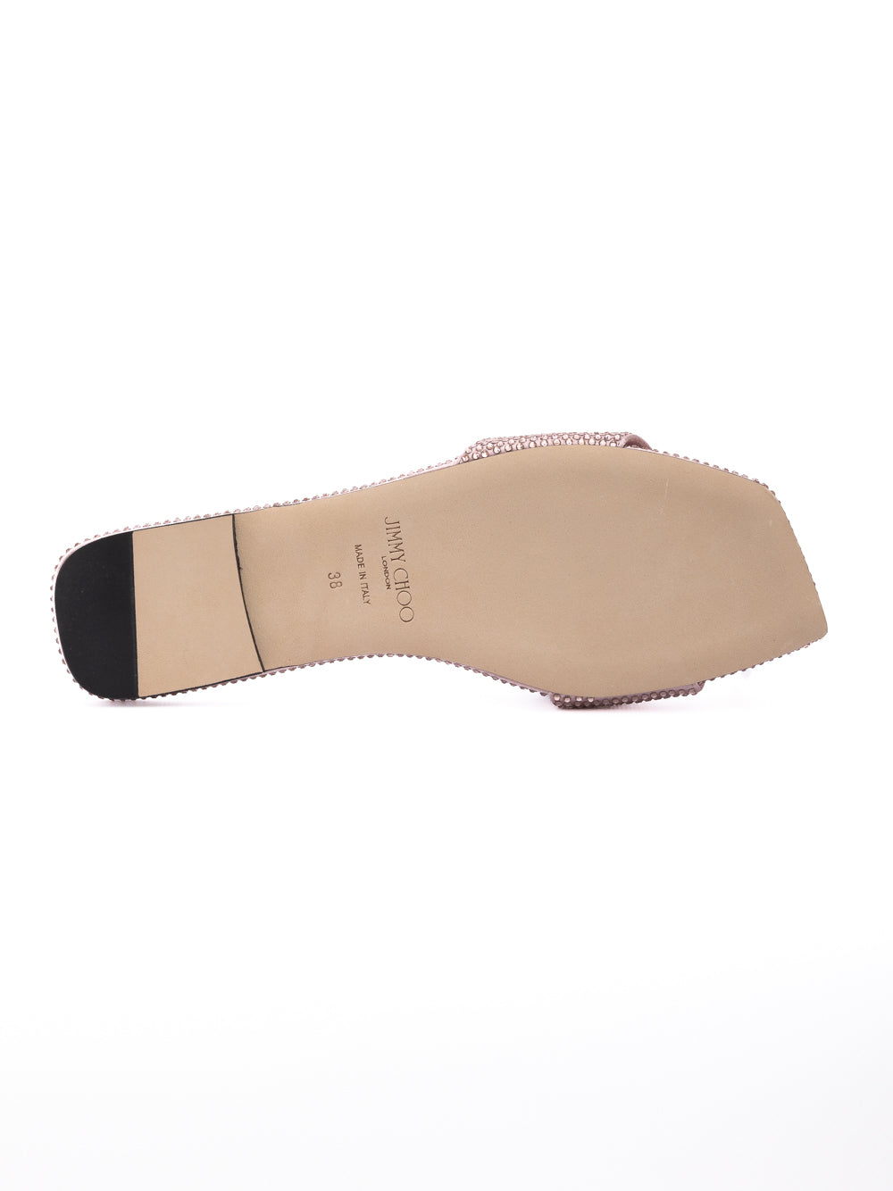 Jimmy Choo Pink Satin Crystal Clovis Flat