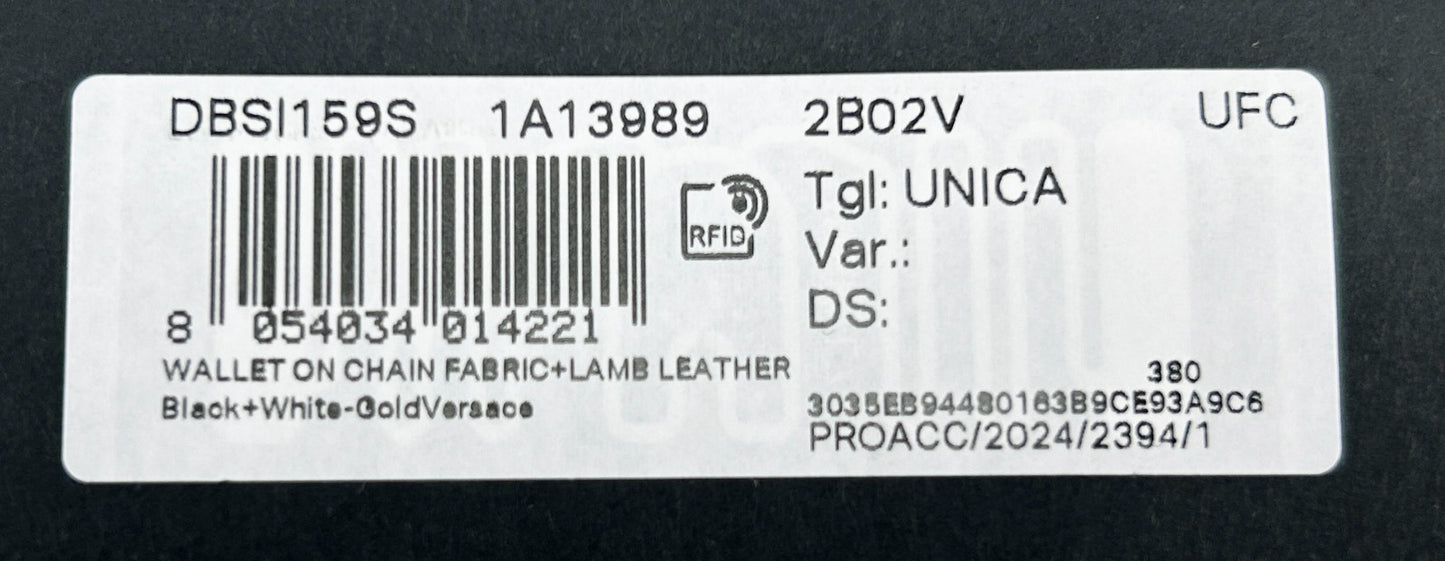 Versace Wallet On A Chain Fabric Black Crossbody Bag