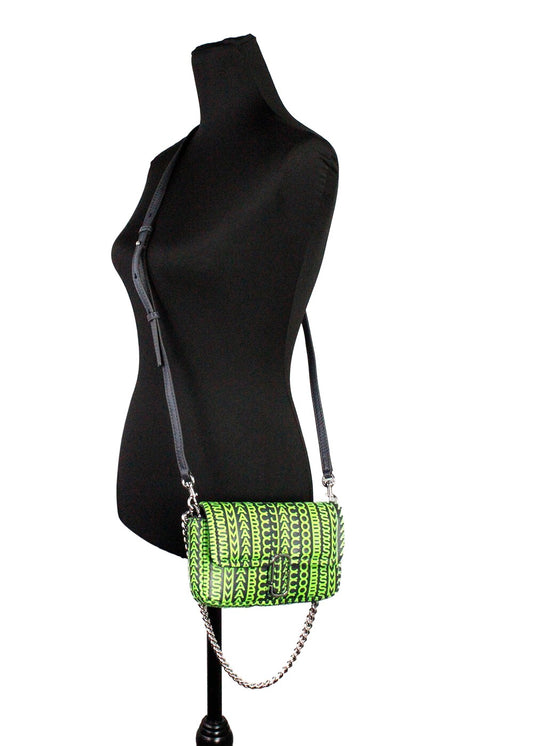 Marc Jacobs Neon Green The Monogram Leather J Marc Mini Shoulder Bag Crossbody