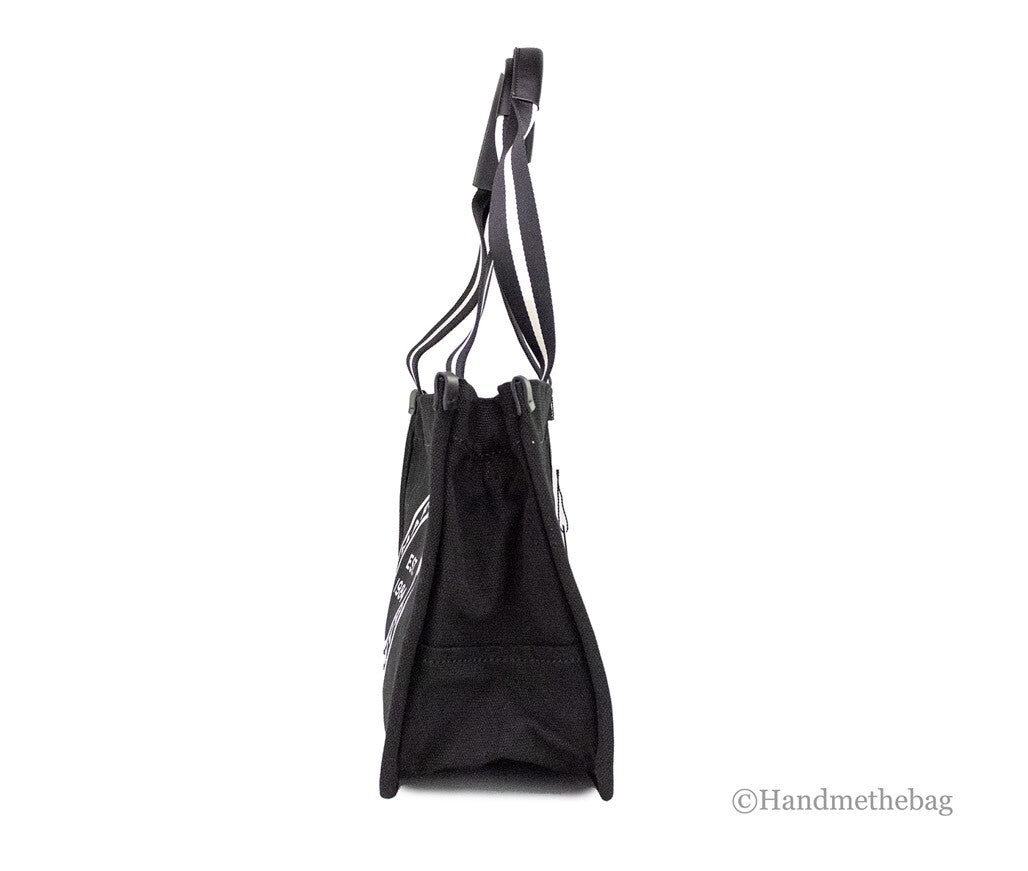 Marc Jacobs Medium Black Canvas Fabric Shoulder Convertible Tote Purse Bag