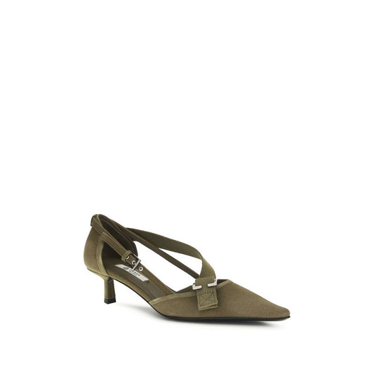 Prada Bicolor Cotton Mid Heel Pumps