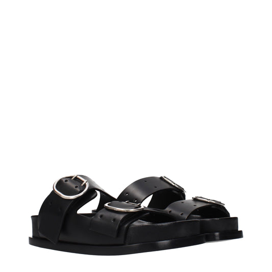 Jil Sander Black Leather Slippers