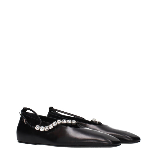 Jil Sander Black Leather Ballet Flats