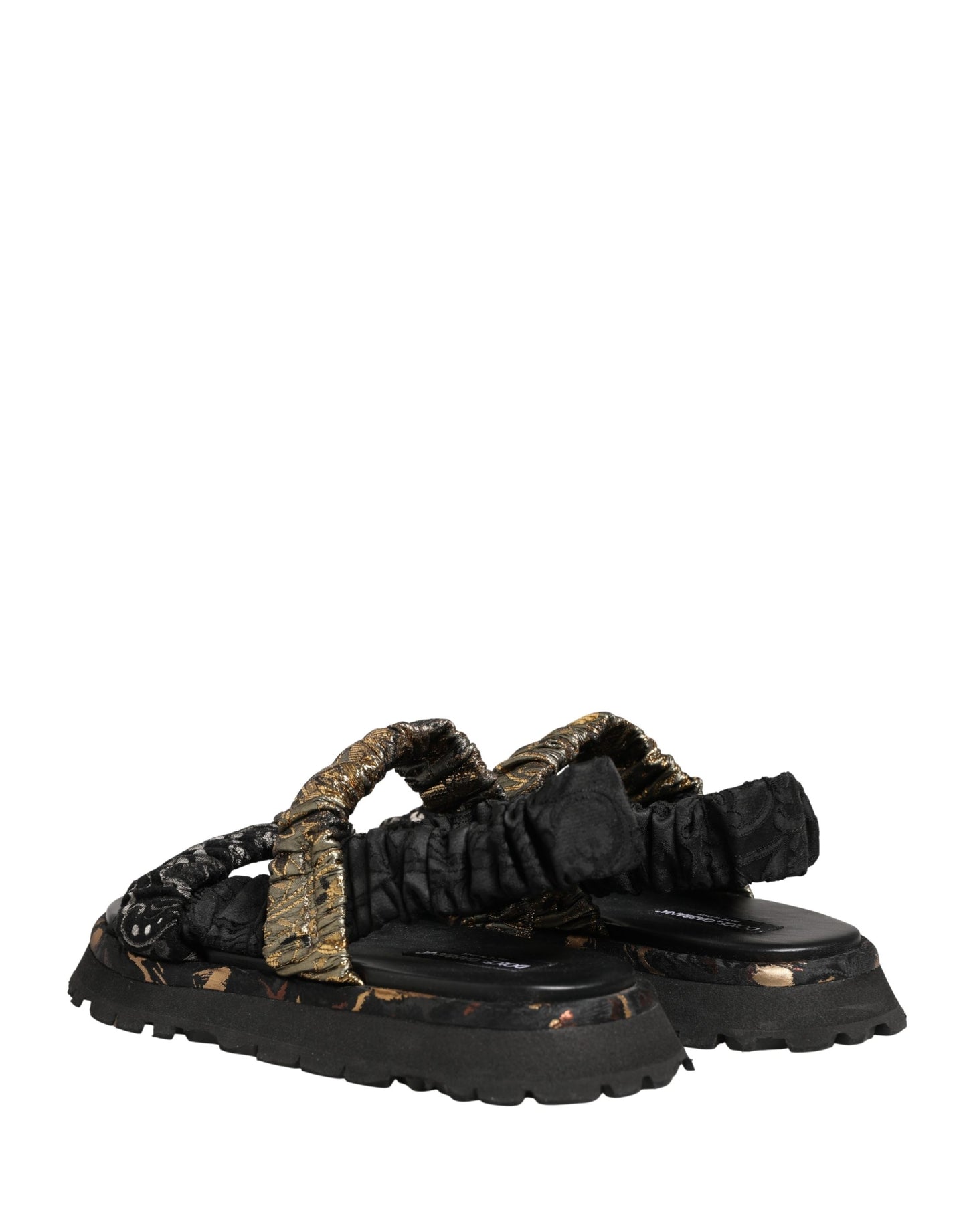 Dolce & Gabbana Black Ruching Detail Flats Men Sandals Shoes