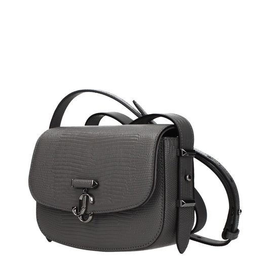 Jimmy Choo Gray Leather Shoulder Bag