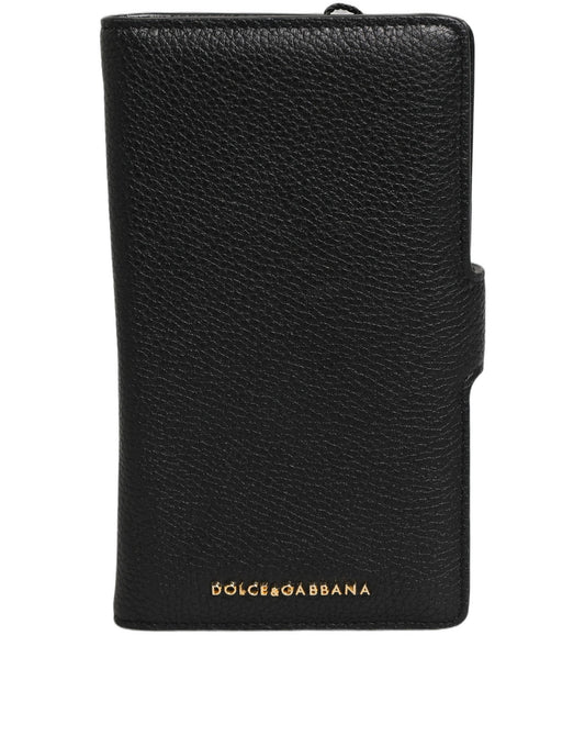 Dolce & Gabbana Case Flip Cover Black Calf Leather iPhone11 PRO Phone