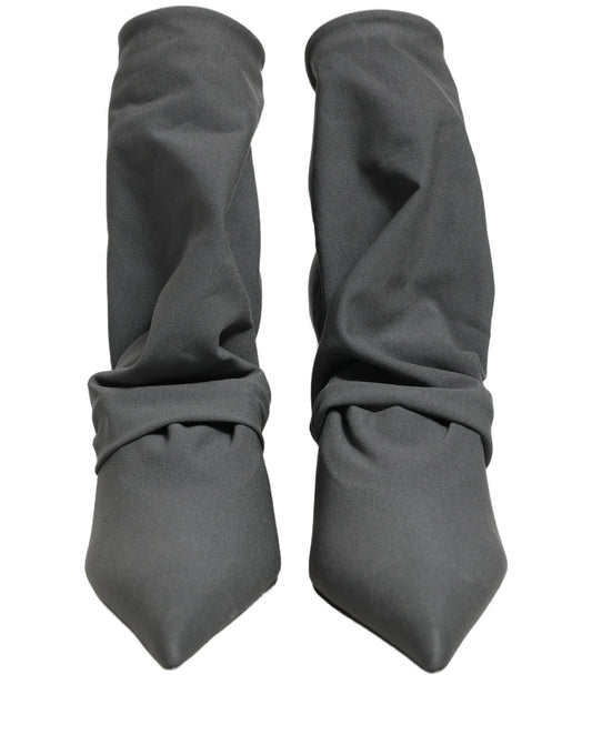 Dolce & Gabbana Gray Stretch Socks Heels Ankle Boots Shoes