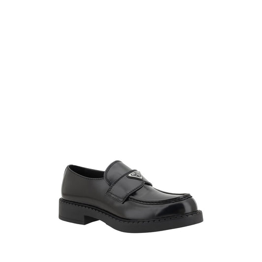 Prada Black Calf Leather Bos Taurus Platform Loafers