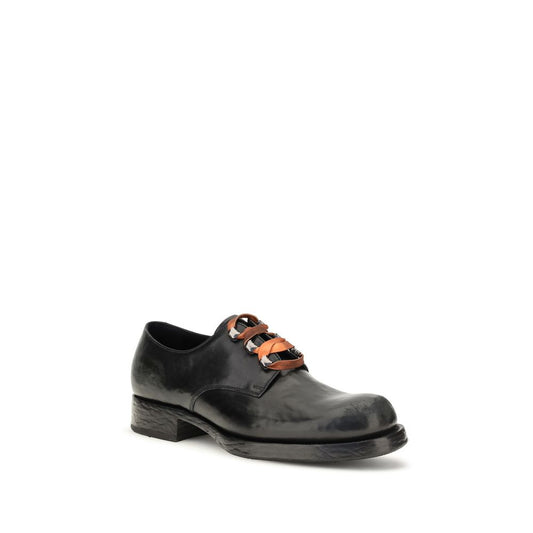 Prada Black Calf Leather Bos Taurus Oxfords And Derbies