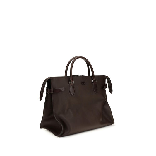 Valentino Garavani Brown Calf Leather Bos Taurus Shoulder Bag