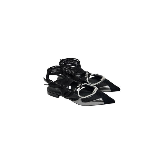 PINKO Black Leather Ballet Flats
