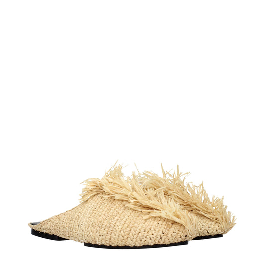 Jil Sander Beige Raffia Slippers