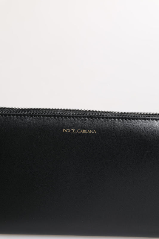 Dolce & Gabbana Black Blue Exotic Leather Embossed Continental Wallet