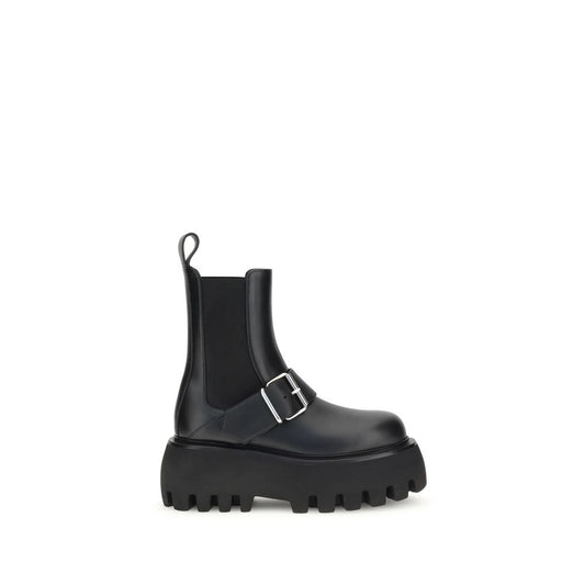 Alexander McQueen Black Calf Leather Bos Taurus Ankle Boots