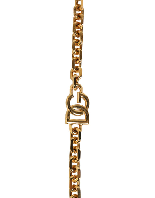 Dolce & Gabbana Black Leather Gold Chain Bag Accessory Shoulder Strap