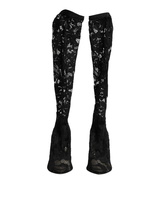 Dolce & Gabbana Black Pumps Taormina Lace Socks Boots Shoes