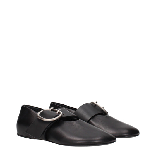 Jil Sander Black Leather Ballet Flats