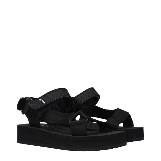 Prada Black Fabric Sandals