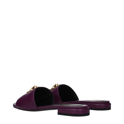 Versace Purple Leather Slippers