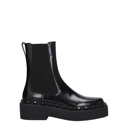 Valentino Garavani Black Leather Ankle Boots