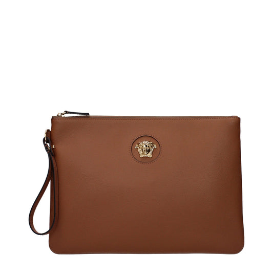 Versace Brown Leather Clutch Bag