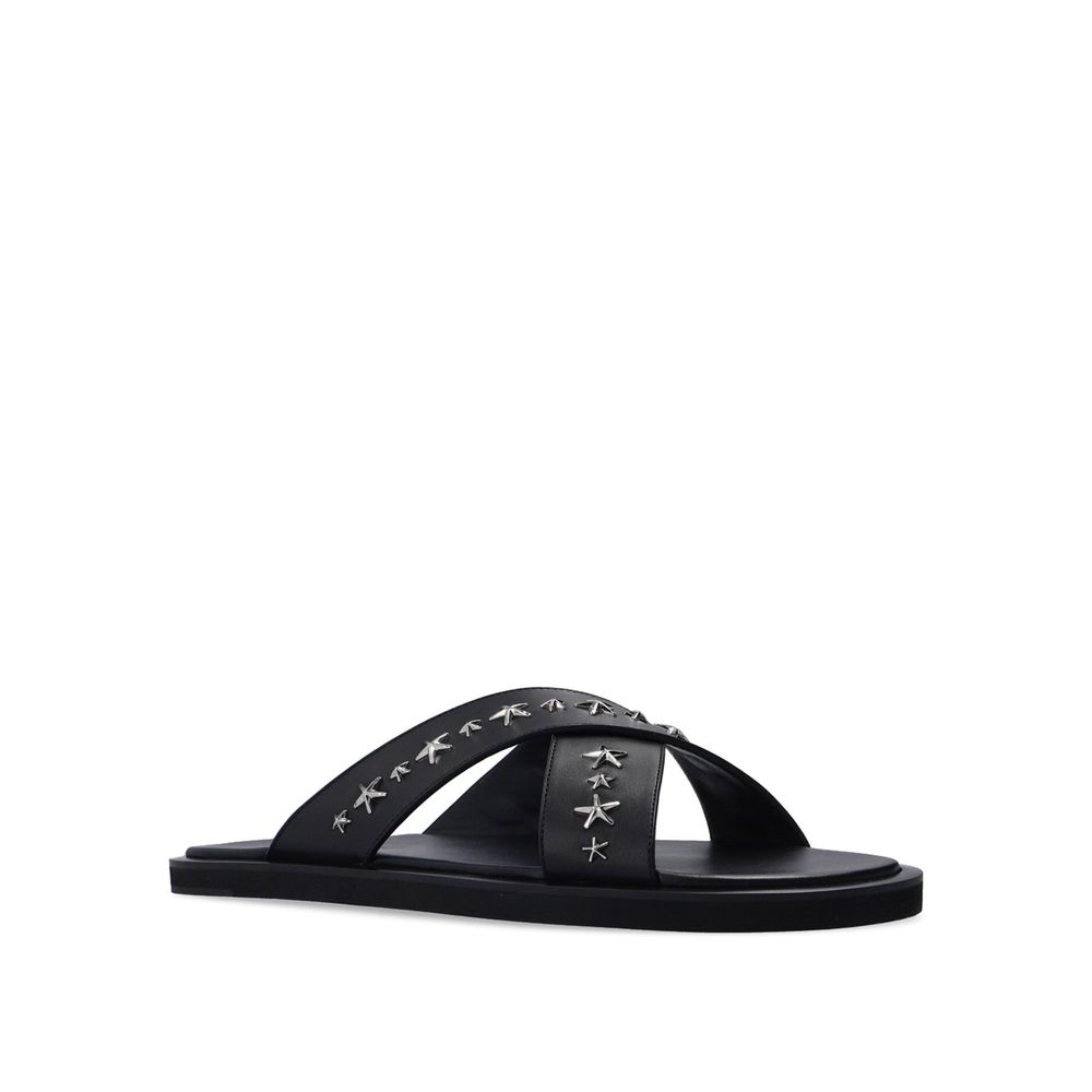 Jimmy Choo Black Calfskin Strap-On Sandals