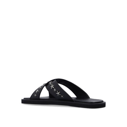 Jimmy Choo Black Calfskin Strap-On Sandals