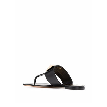 Valentino Garavani Black Leather Flat Sandals
