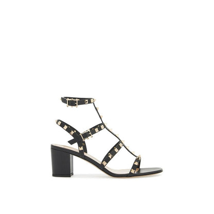 Valentino Garavani Black Calfskin Flat Sandals