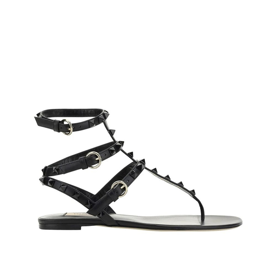 Valentino Garavani Black Calfskin Strap-On Sandals
