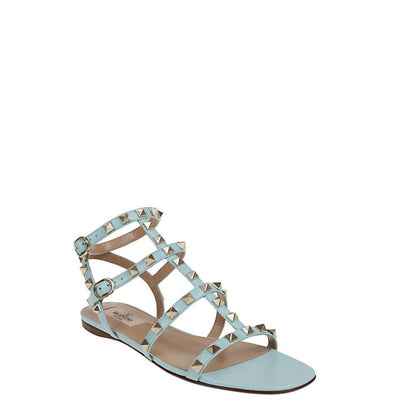 Valentino Garavani Blue Calfskin Flat Sandals