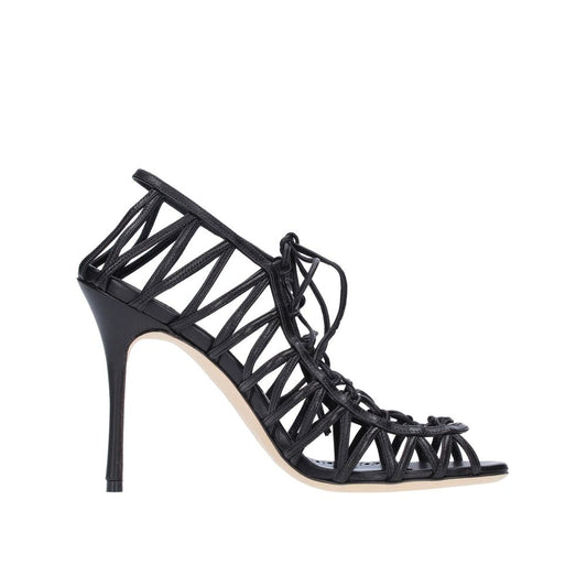 Manolo Blahnik Black Leather Sandals