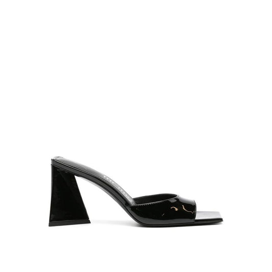 The Attico Black Calfskin Platform Sandals