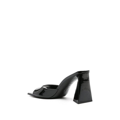The Attico Black Calfskin Platform Sandals