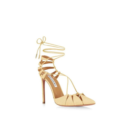 Aquazzura Bicolor Raffia Stiletto Heel Sandals