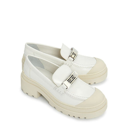 Dior White Calfskin Platform Loafers
