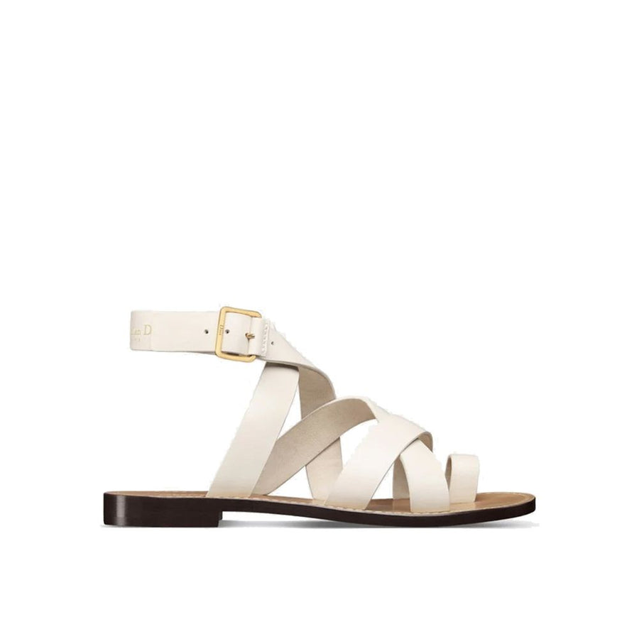 Dior White Calfskin Flat Sandals