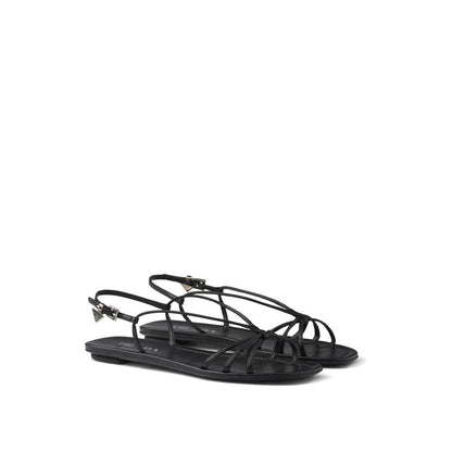 Prada Black Calfskin Strap-On Sandals